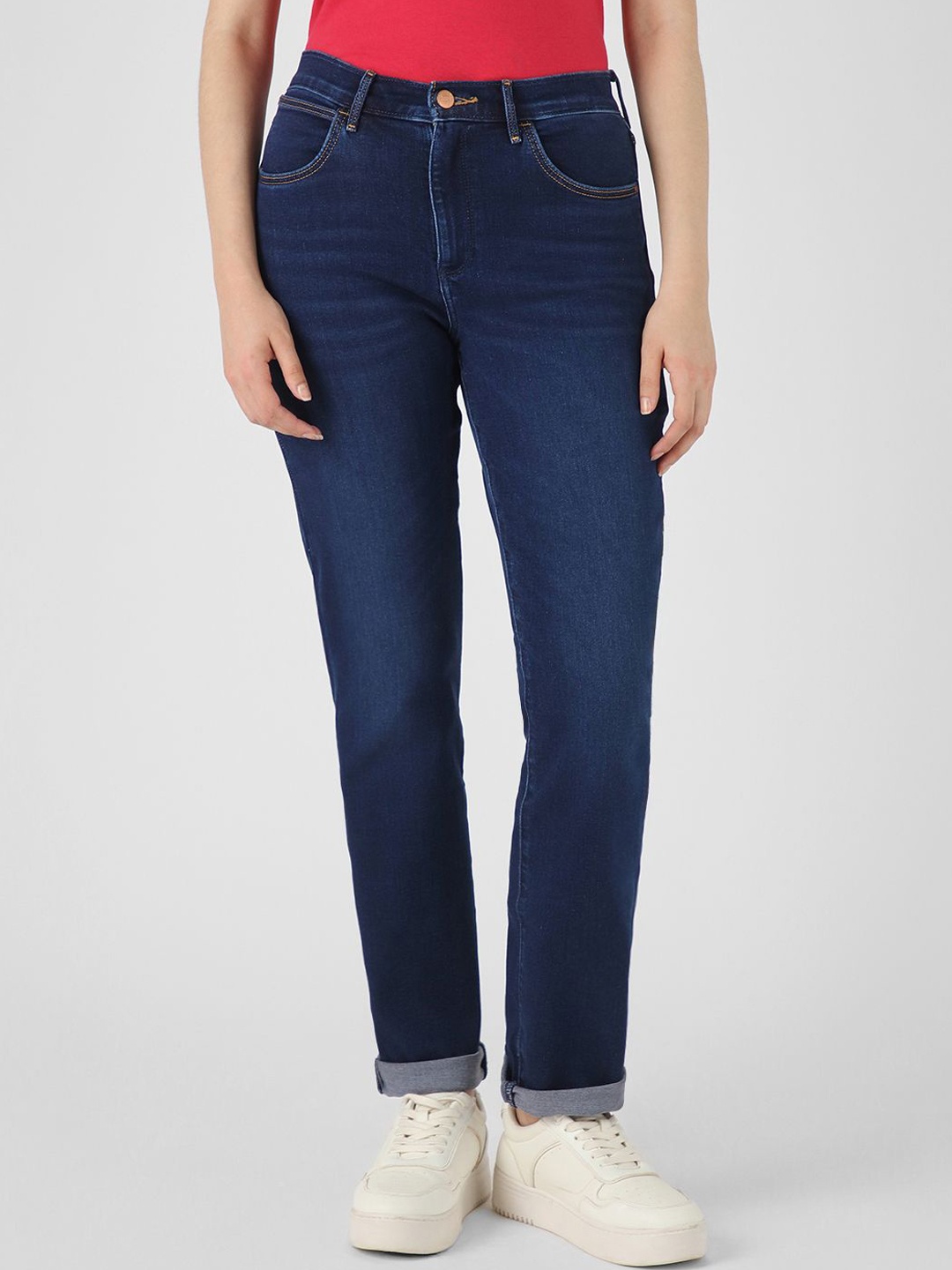 

Wrangler Women Slim Fit High-Rise Stretchable Jeans, Blue