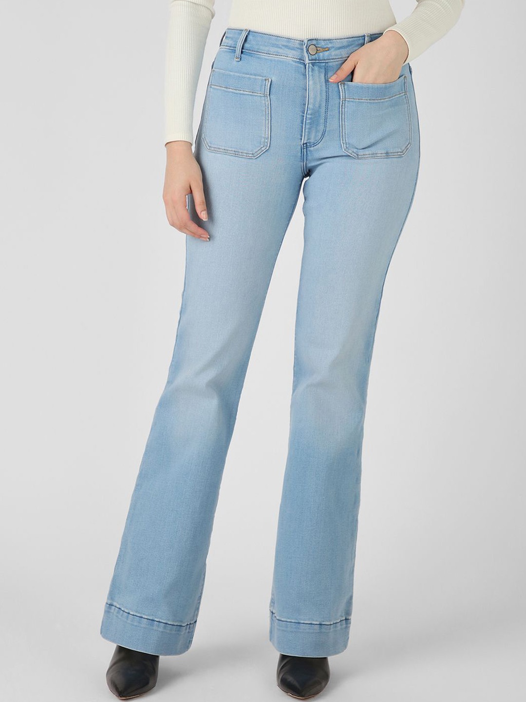 

Wrangler Women Flared High-Rise Stretchable Jeans, Blue
