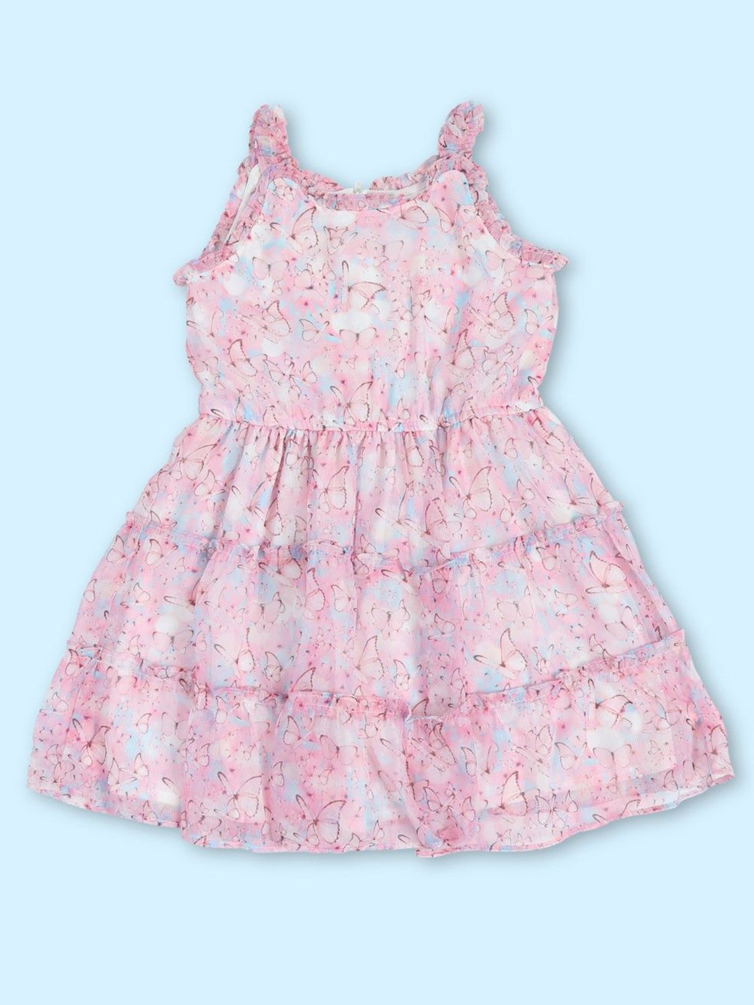 

Doodle Girls Floral Print Chiffon Fit & Flare Dress, Pink