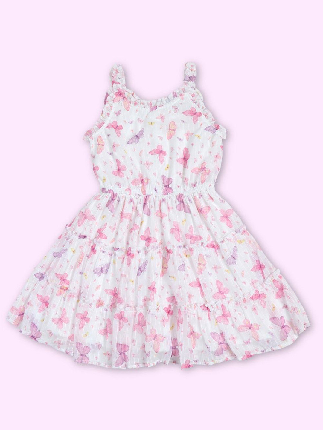 

Doodle Girls Floral Print Chiffon Fit & Flare Dress, White