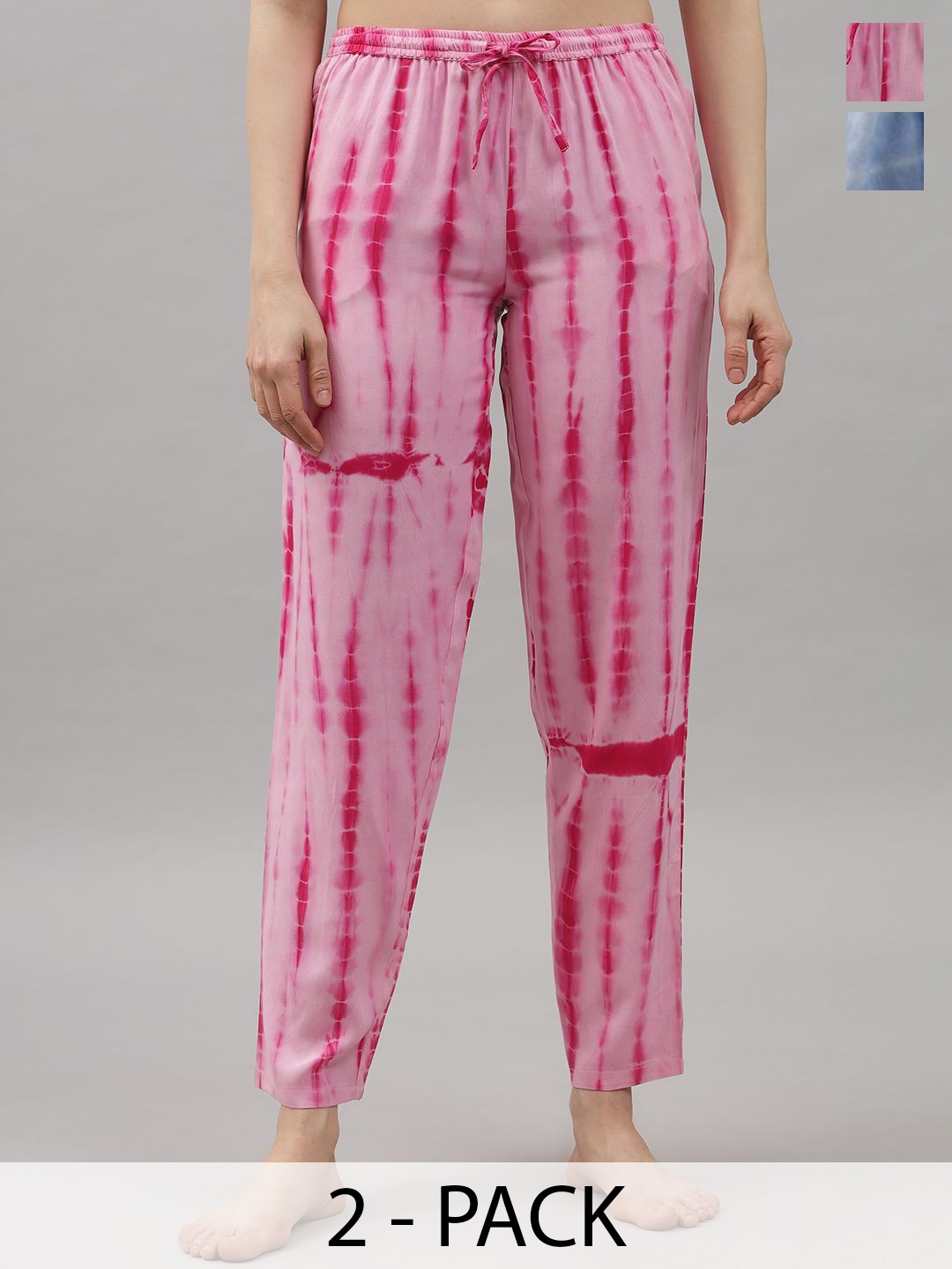 

Shararat Pack Of 2 Women Printed Mid-Rise Lounge Pants, Blue