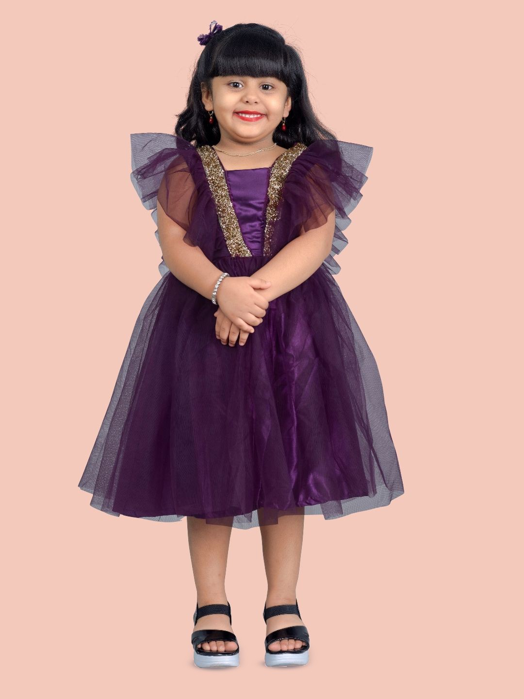 

Shrithi Fashion Fab Girls Flare Sleeve Fit & Flare Dress, Purple