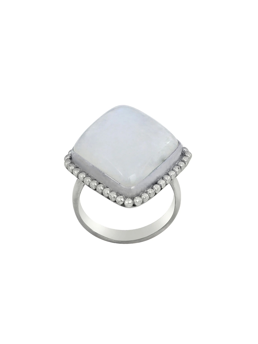 

Exotic India Rainbow Moonstone Rawa Work Sterling Silver Ring