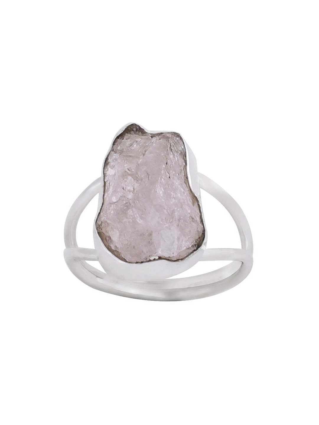 

Exotic India Rugged Rose Quartz Stylish Sterling Silver Ring