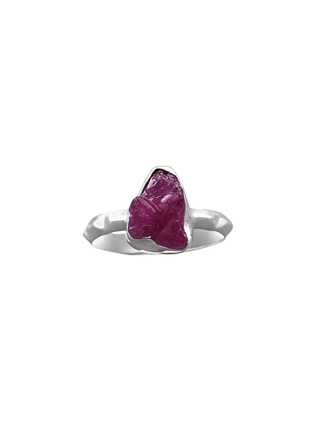 

Exotic India Rugged Pink Gemstone Sterling Silver Designer Ring