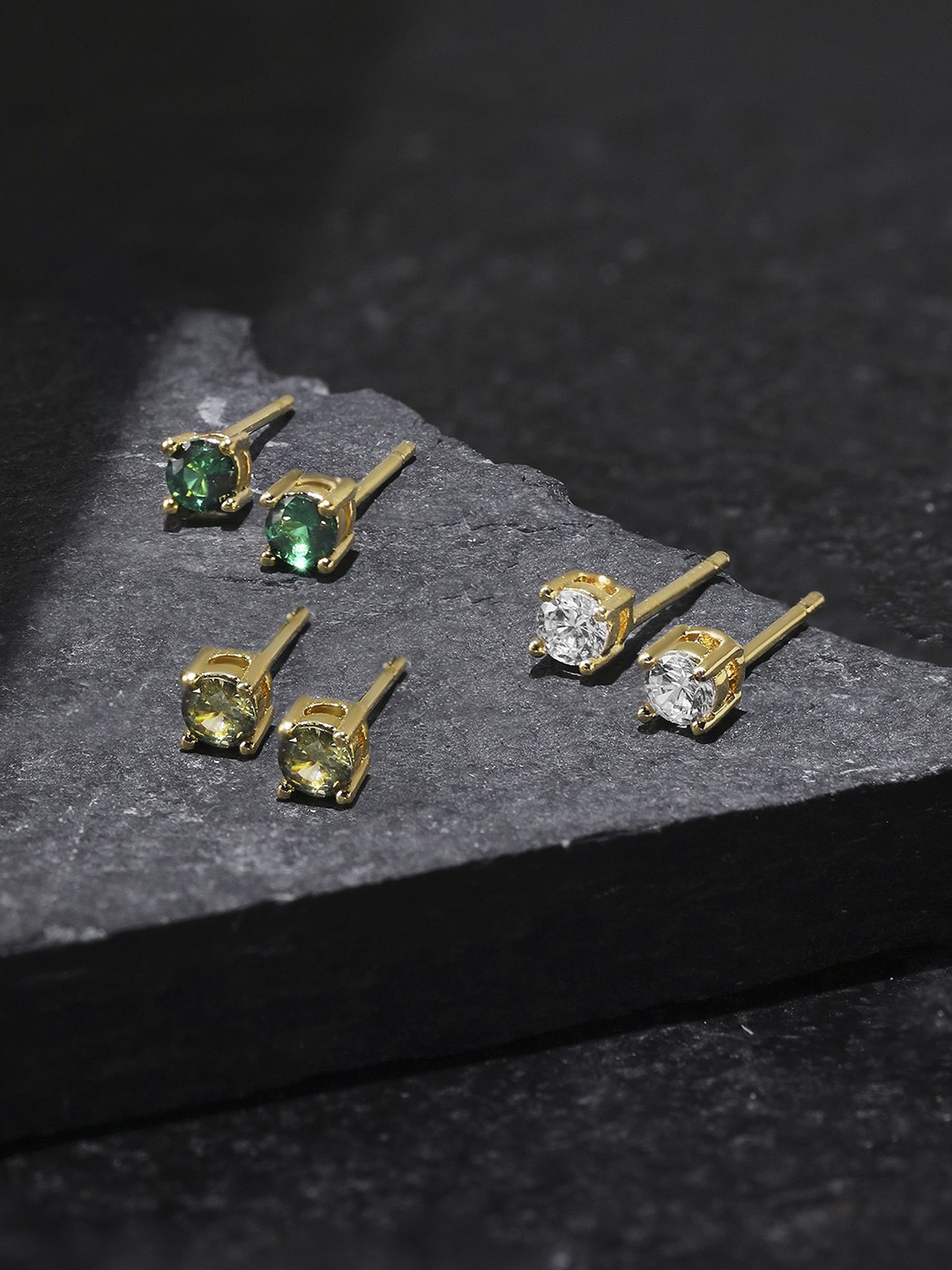 

Accessorize Set of 3 Gold-Plated Cubic Zirconia Studded Studs Earrings