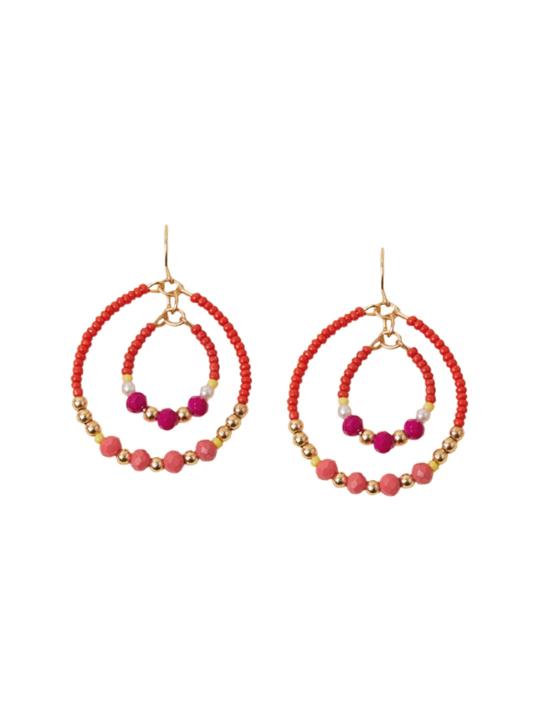 

Accessorize Beaded Circular Hoop Earrings, Pink