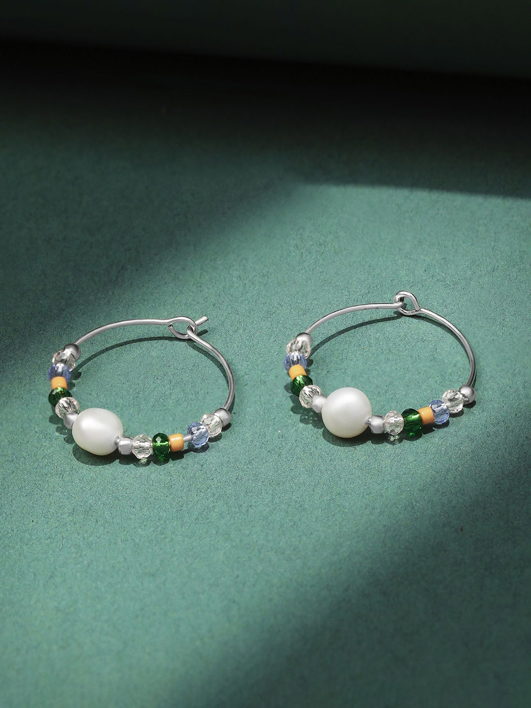 Accessorize Sterling Silver Beaded Hoop Earrings