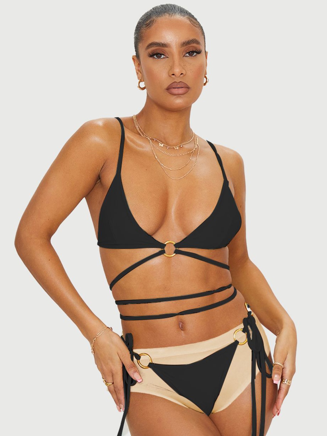 

FIMBUL Mid-Rise Non-Padded Lingerie Set BK-20-BLK-P1, Black