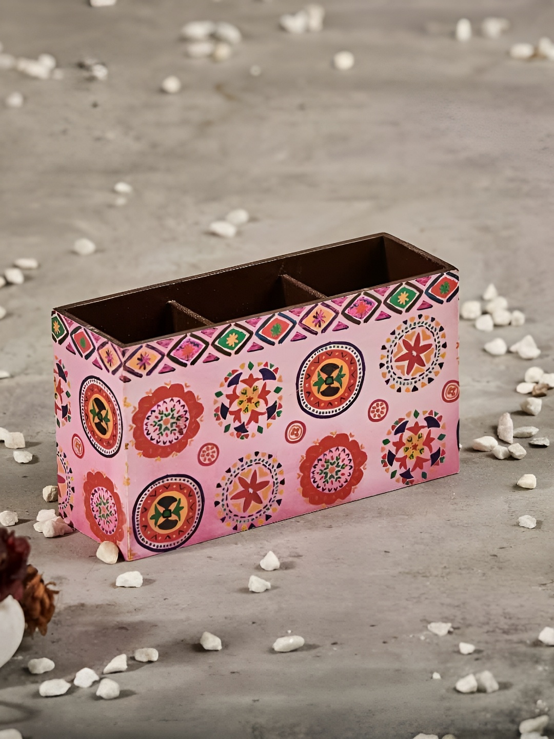 

A Tiny Mistake Pink & Green Printed Wooden Cutlery Holder
