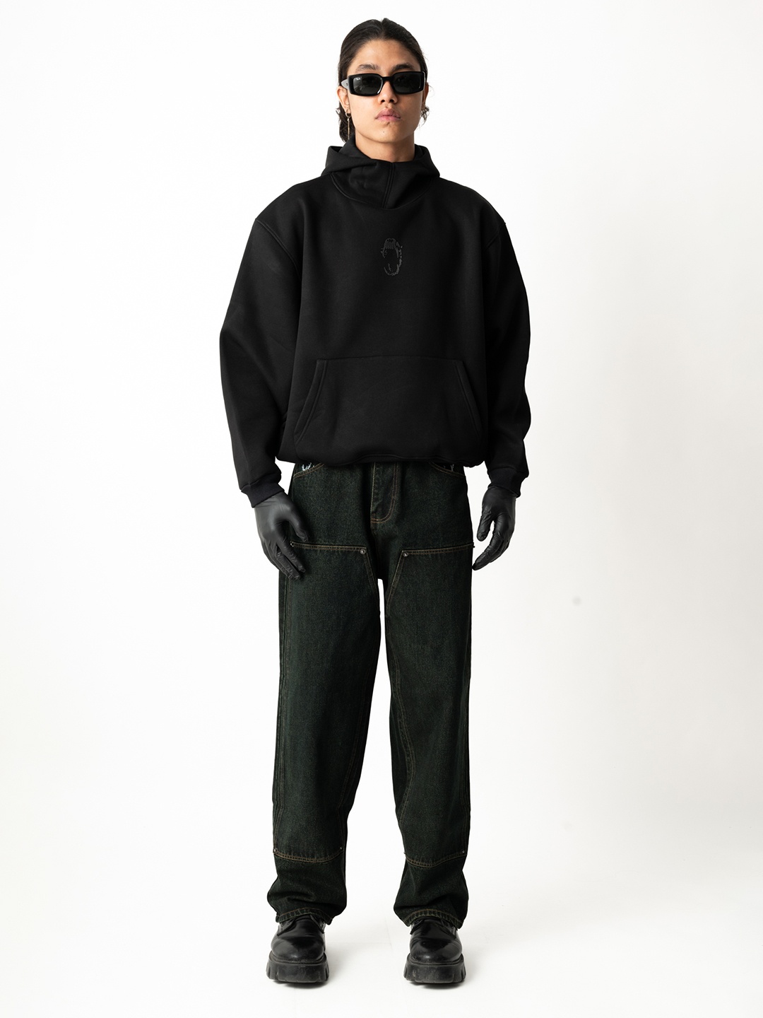 

BAWSE. Unisex Straight Fit Mildly Distressed Jeans, Black