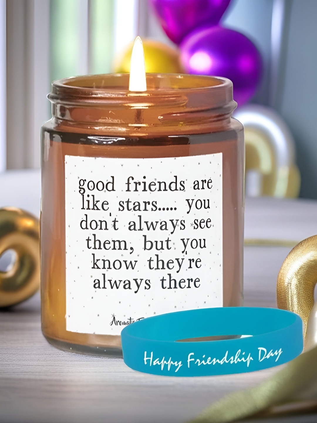 

Aromatic Fables White & Blue Friendship Band With Scented Candle Home Gift Set