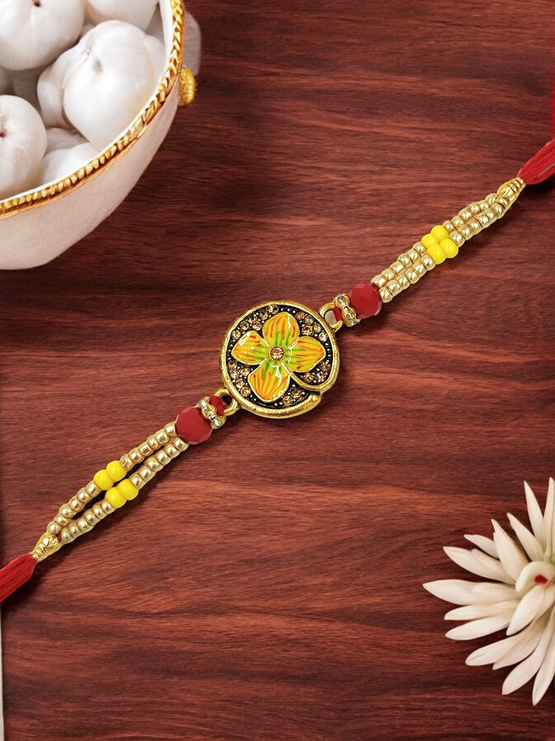 

ISHKAARA Meenakari Thread Rakhi, Yellow