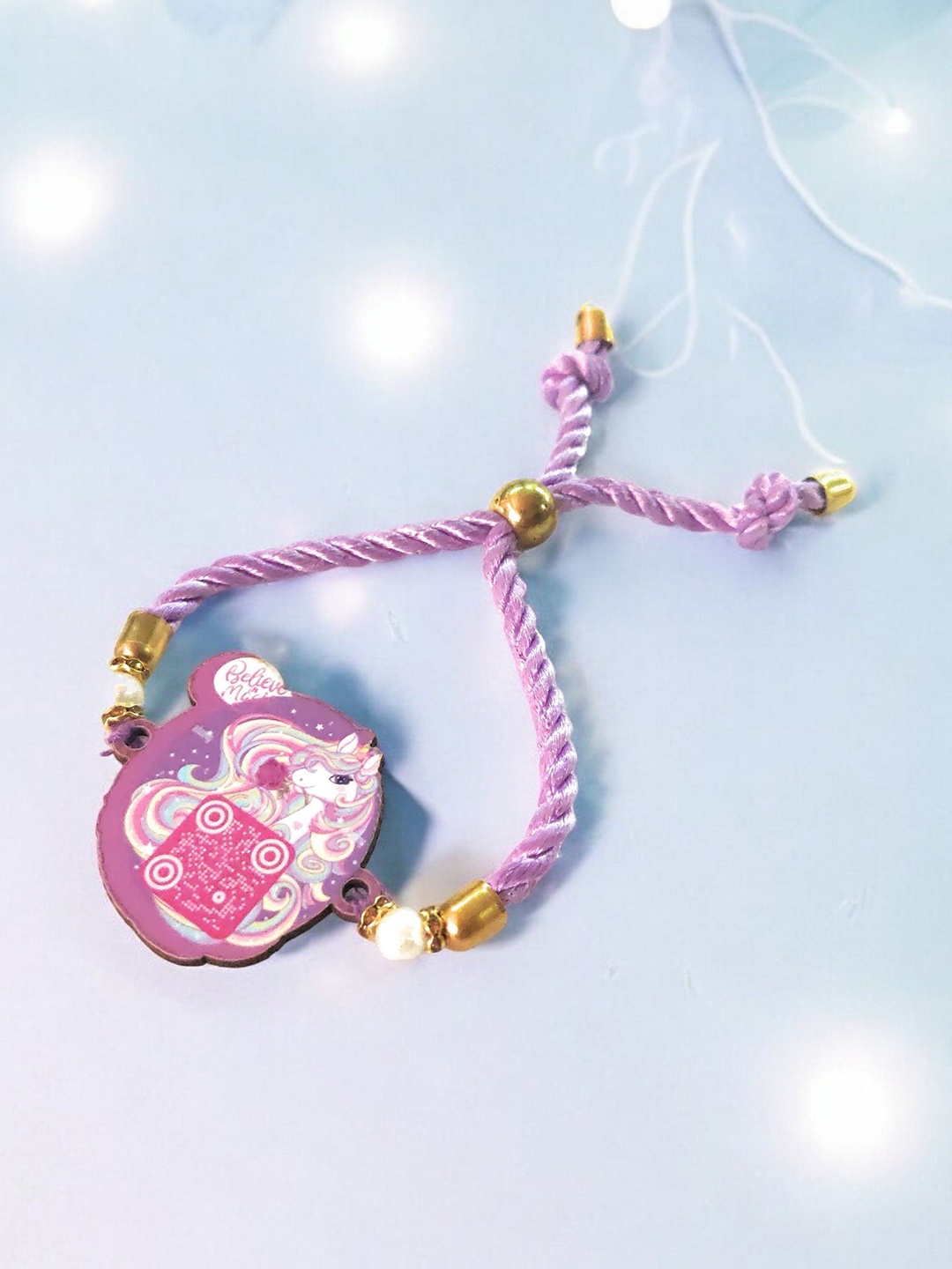 

ISHKAARA Unicorn QR Code Scanne Thread Rakhi, Pink