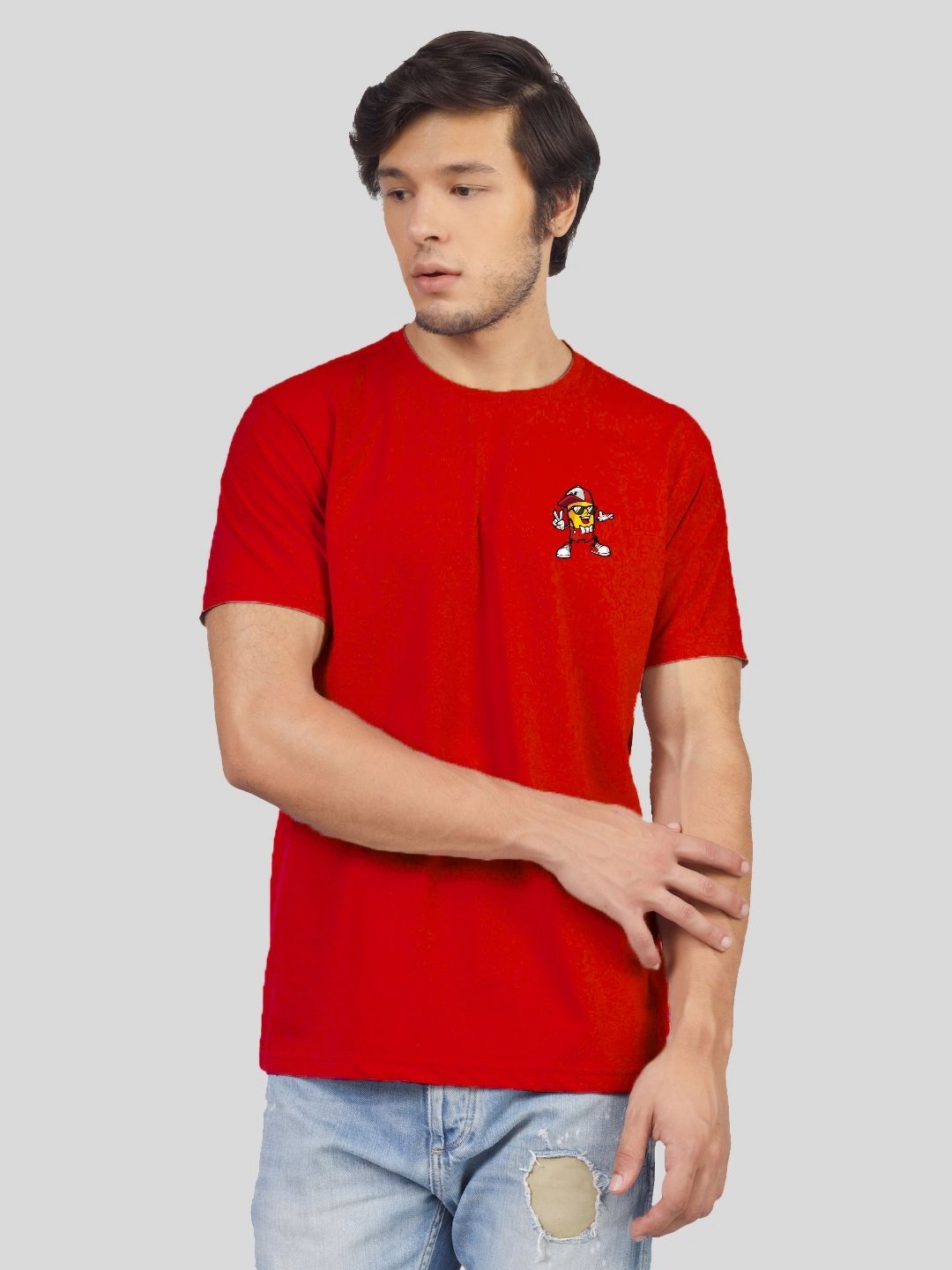 

Greylongg Men Round Neck T-shirt, Red