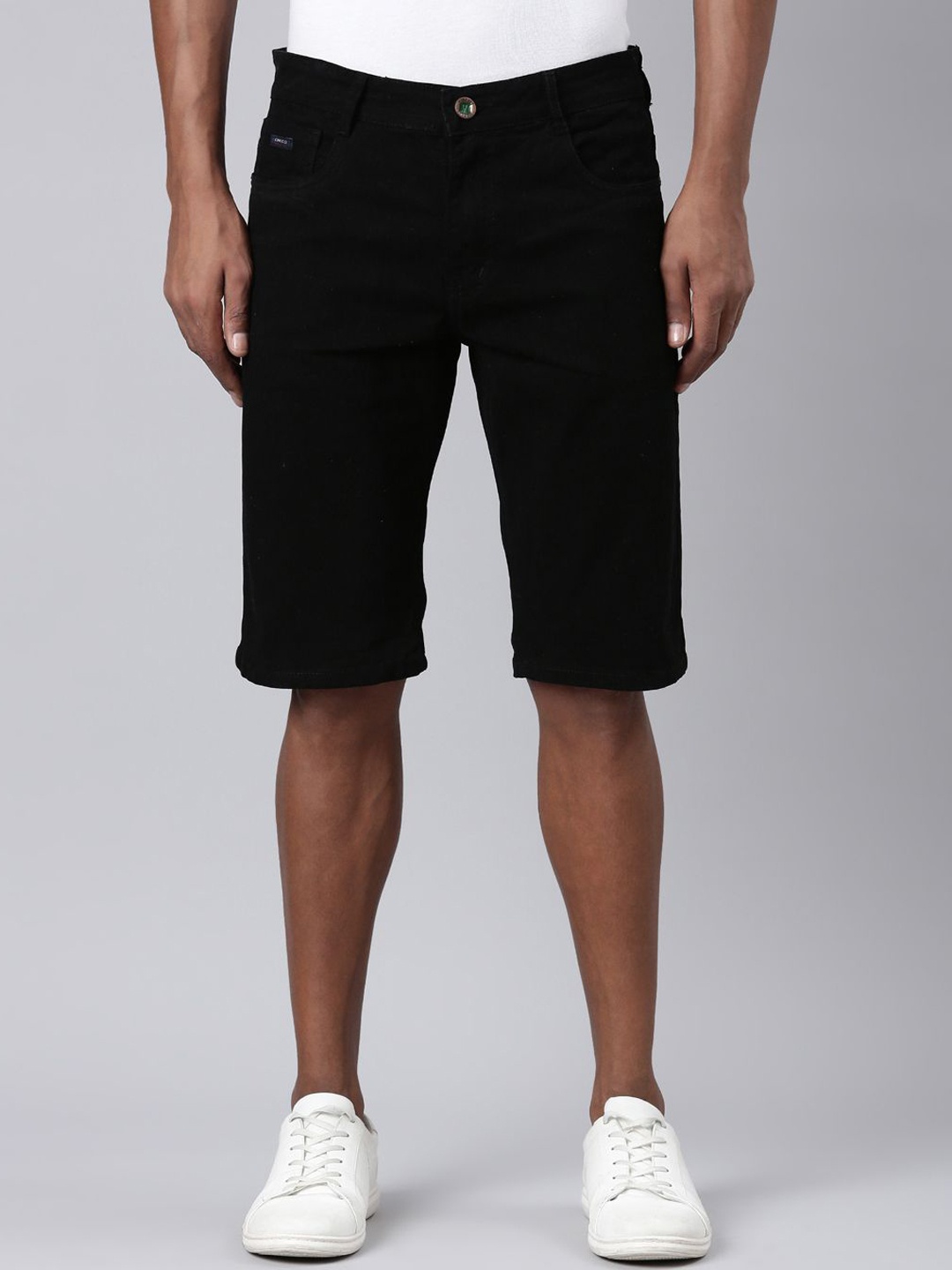 

CINOCCI Men Denim Shorts, Black