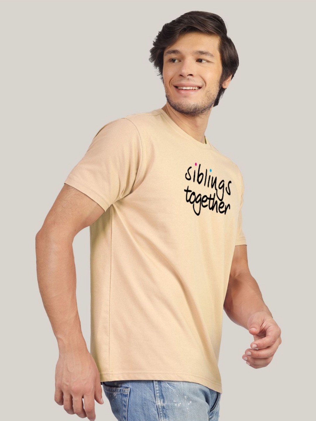 

Greylongg Men Typography T-shirt, Beige