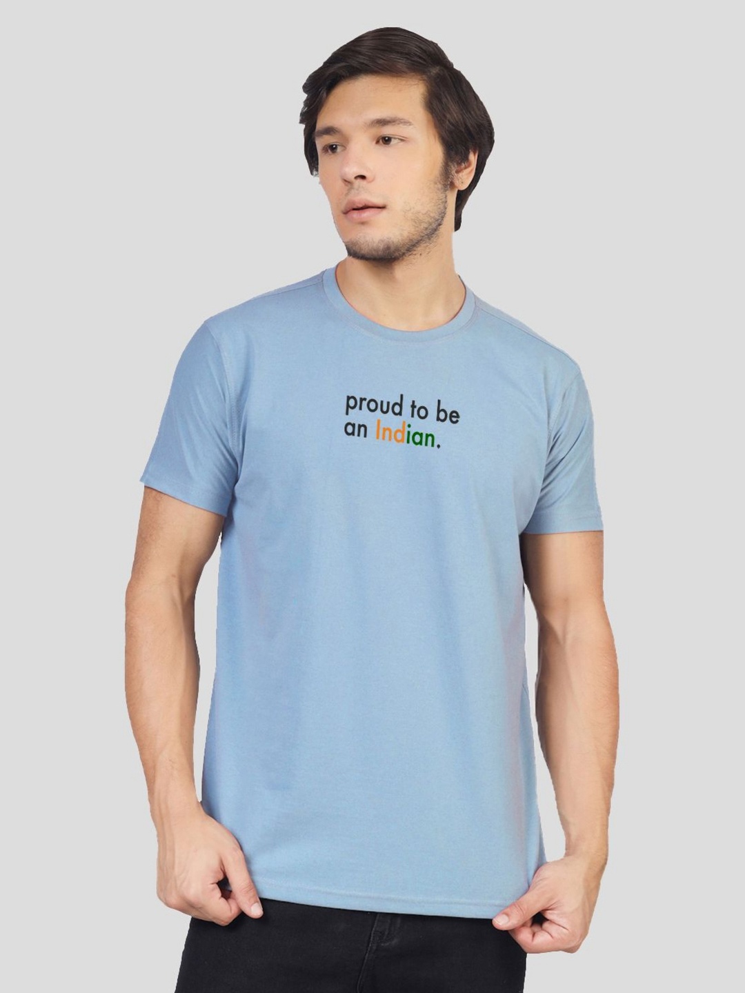 

Greylongg Men Typography Printed T-shirt, Blue