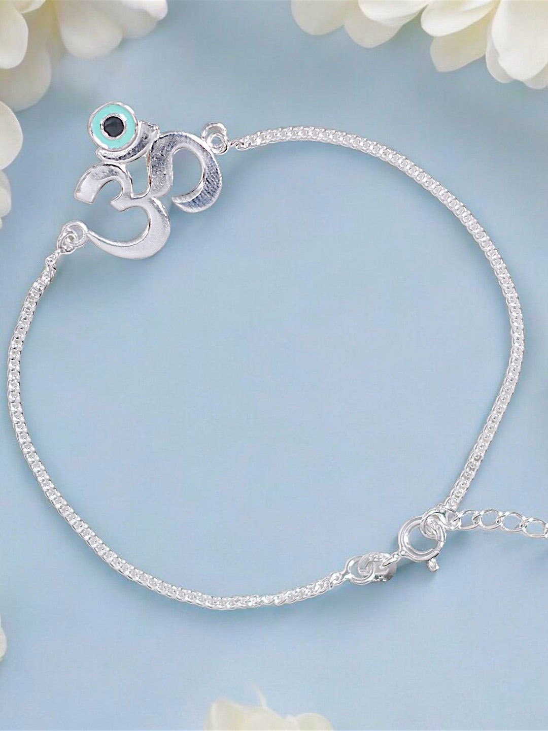

Taraash 925 Sterling Silver Divine Om Bracelet Rakhi With Roli Chawal