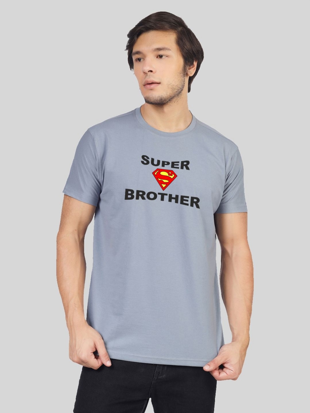 

Greylongg Men Typography Printed Round Neck Applique T-shirt, Grey