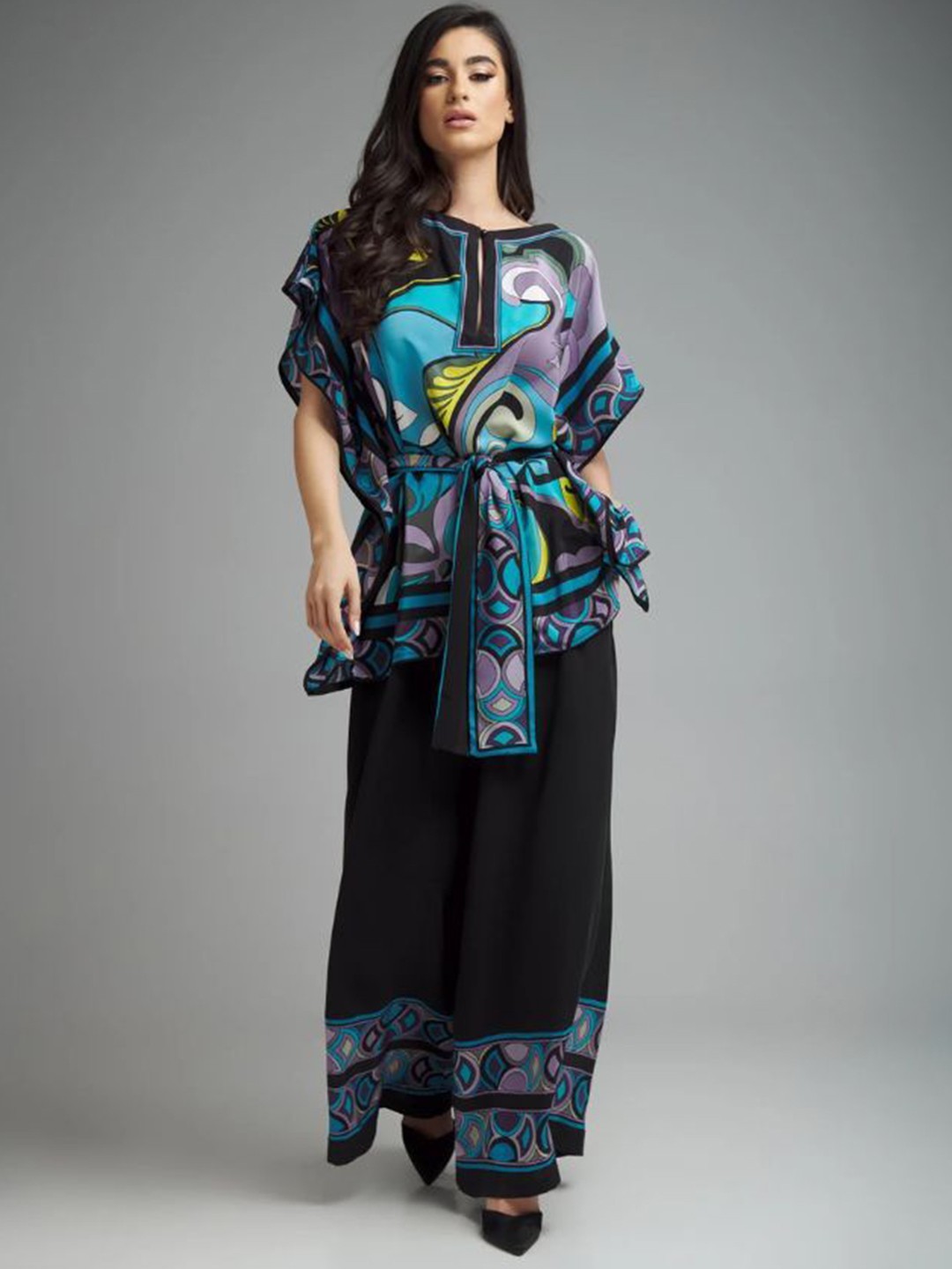 

Navvi Abstract Printed Pure Cotton Top With Palazzo, Blue