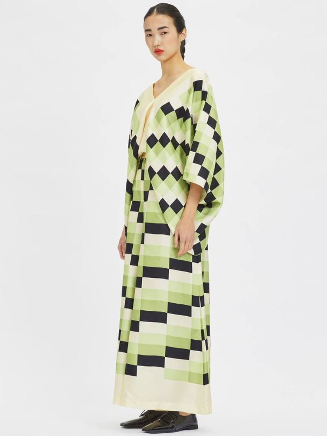 

Navvi V Neck Printed Pure Cotton Top With Palazzo Co-Ords, Green