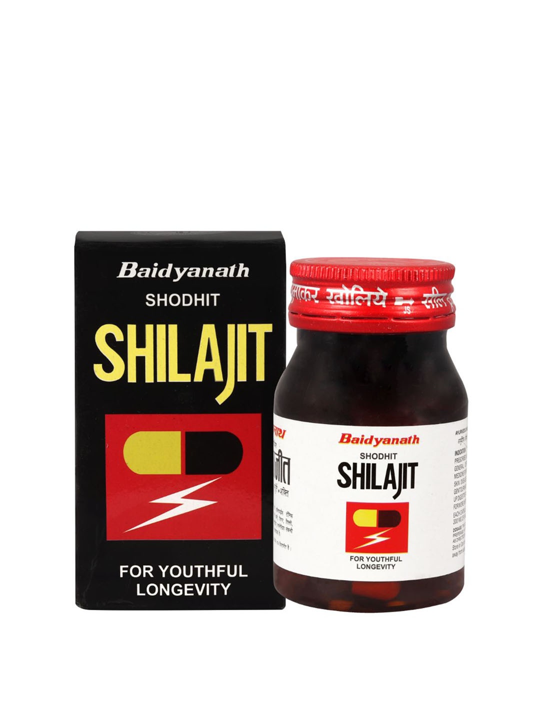 

Baidyanath Shodhit Shilajit Capsules for Youthful Longevity - 30 Capsules, Black