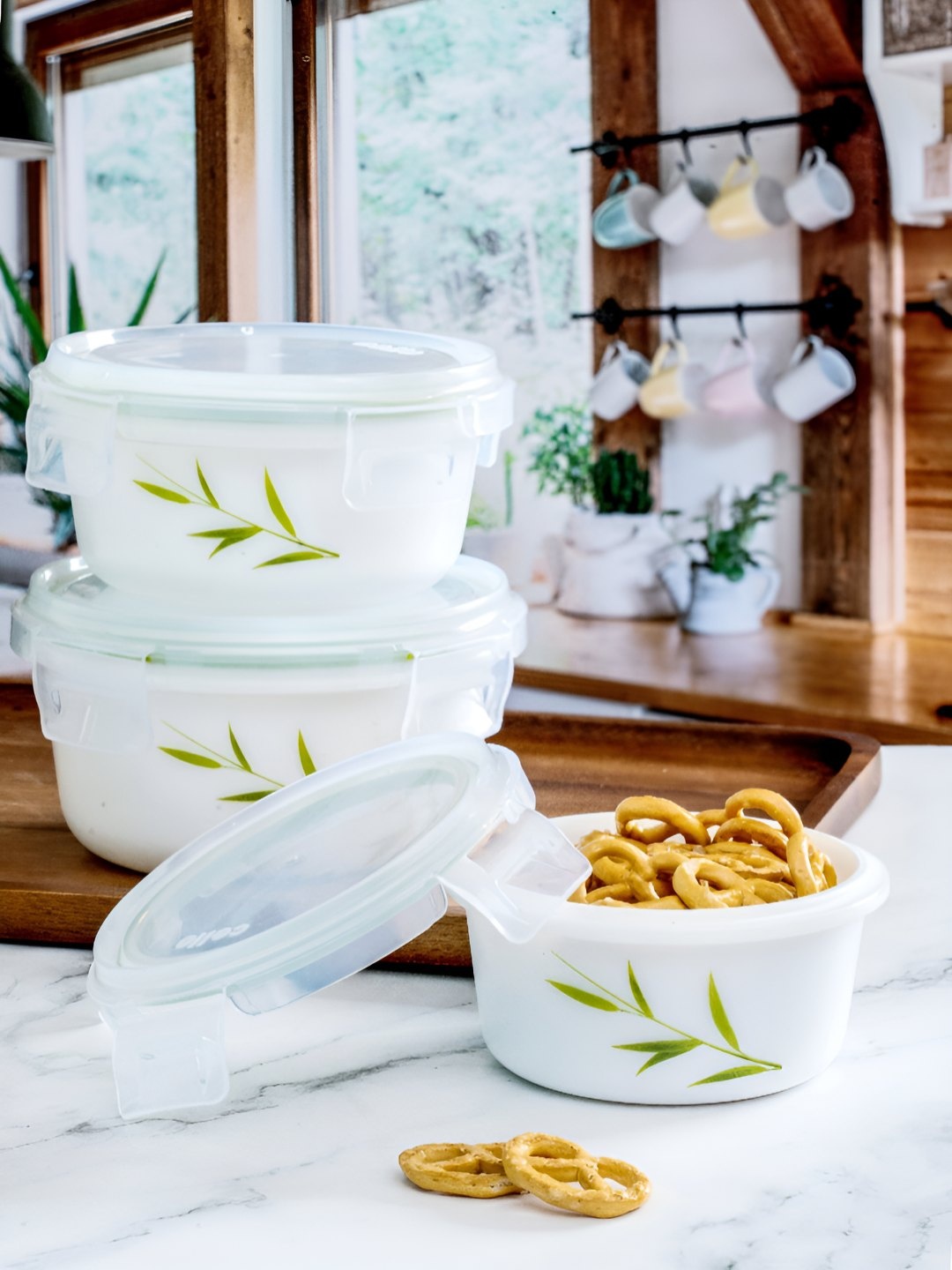 

Cello White & Green Opal Glass 3 Pieces Storage Container Set