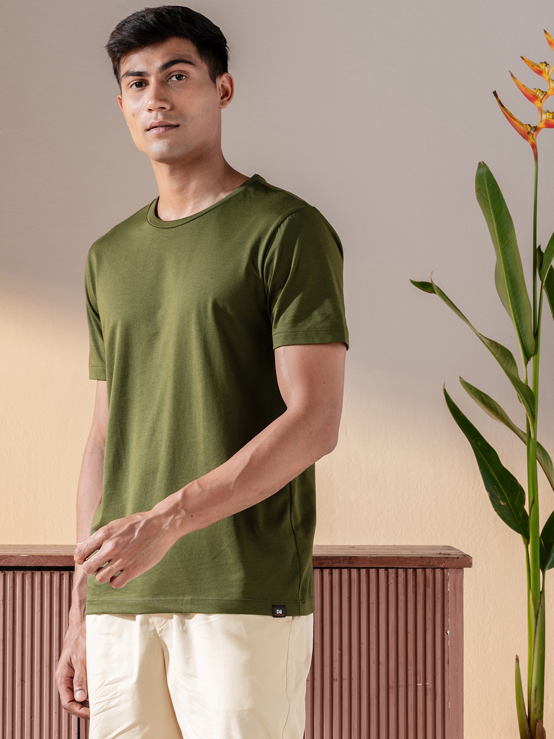 

DAMENSCH Ultralight Basic Crew Pure Cotton Lounge T-Shirts, Olive