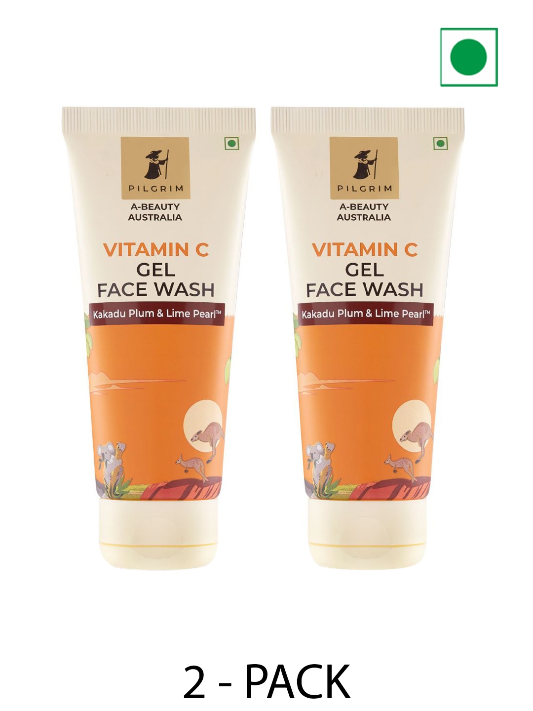 

Pilgrim Set Of 2 Vitamin C Gel Face Wash With Kakadu Plum - 100ml Each, Orange
