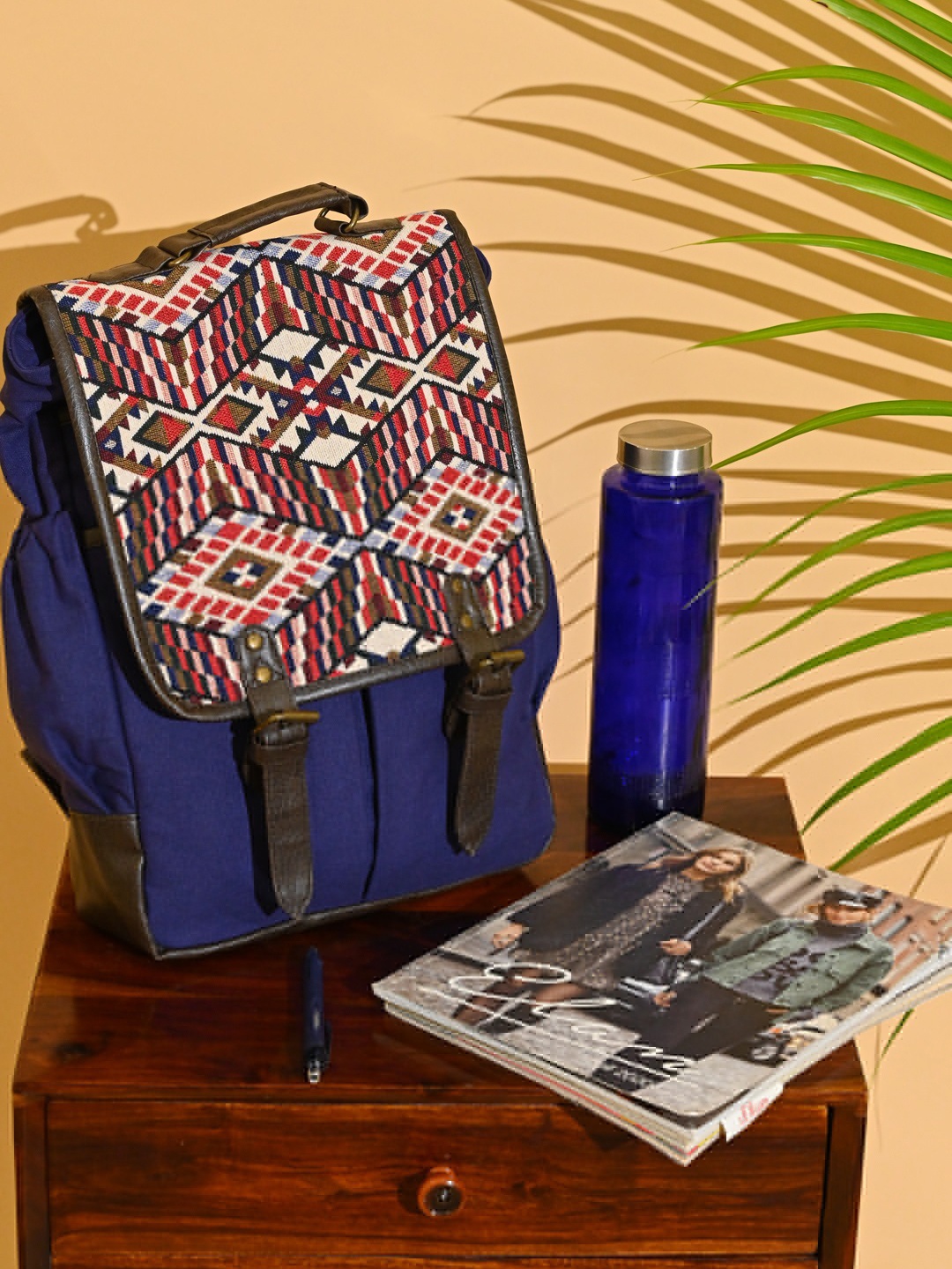 

BohoGirl Women Geometric Backpack, Blue