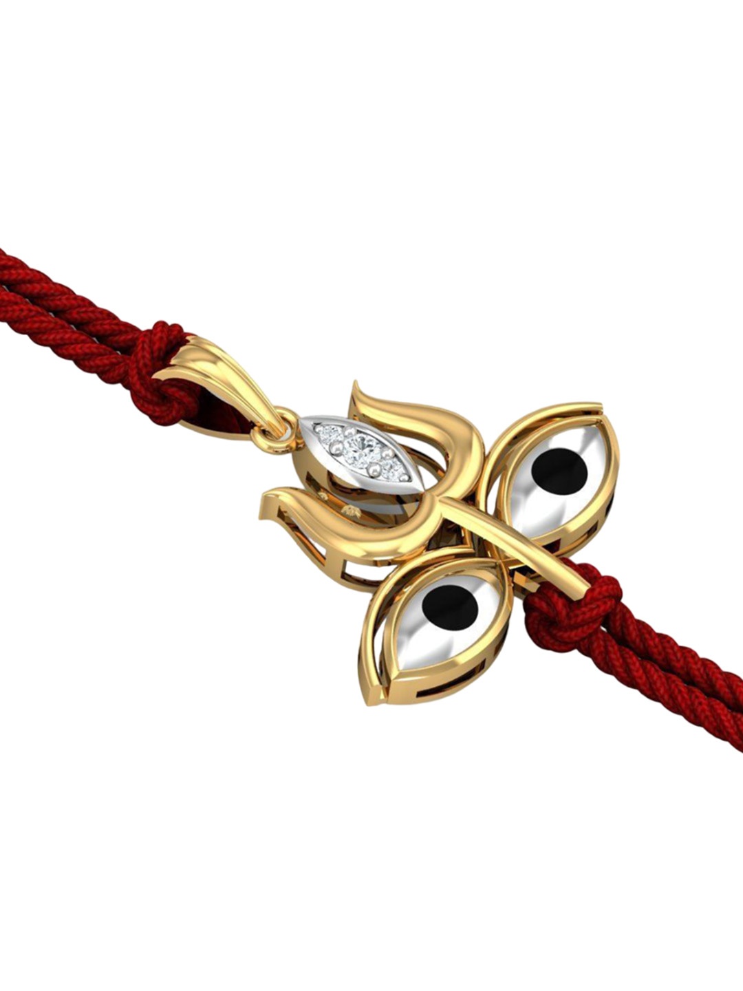 

KUBERBOX Men 14KT Gold Shiv Shakti Rakhi Pendant With Roli & Rice -2.75 g