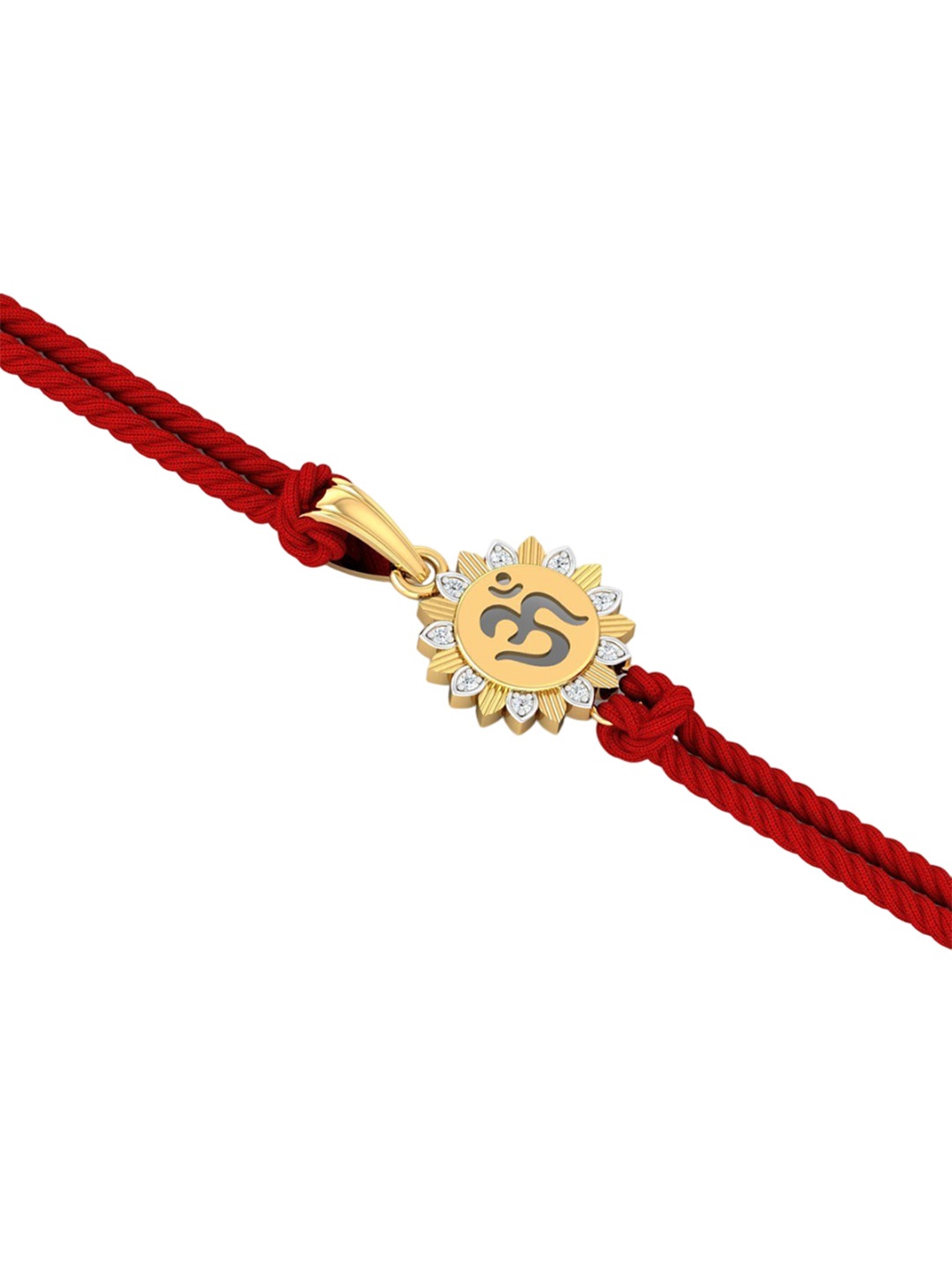

KUBERBOX Men 14KT Gold Lil Tusker Rakhi Pendant With Roli & Rice -0.89g