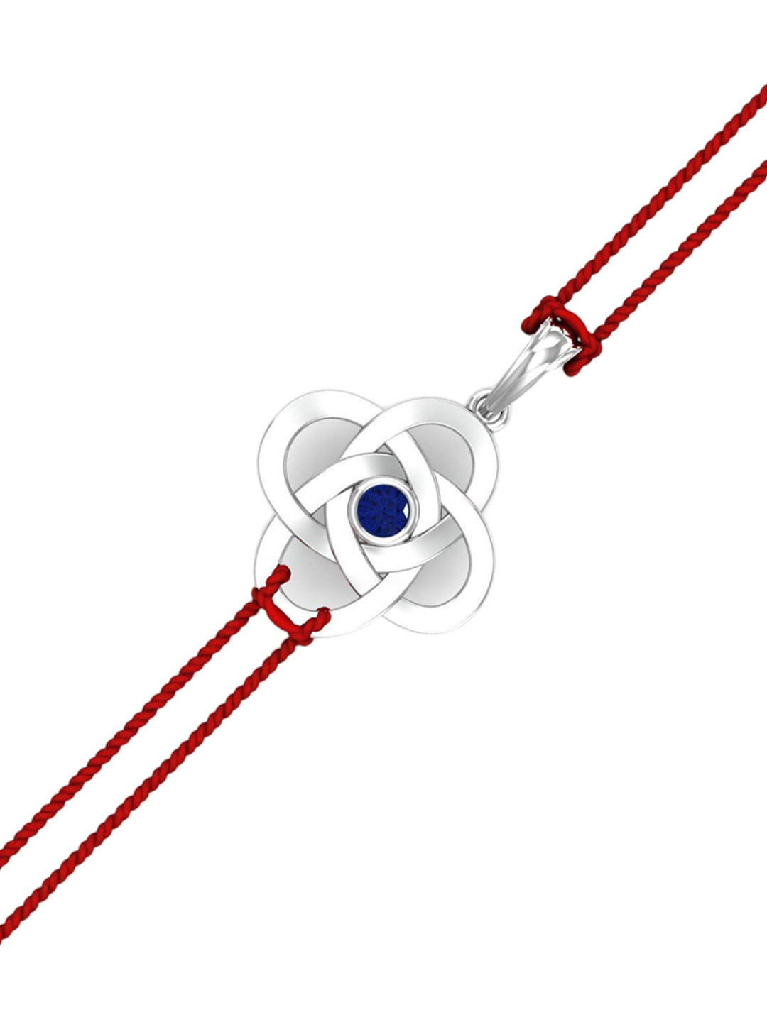 

KUBERBOX 14KT White Gold Sapphire Studded Rakhi Pendant 1.68g