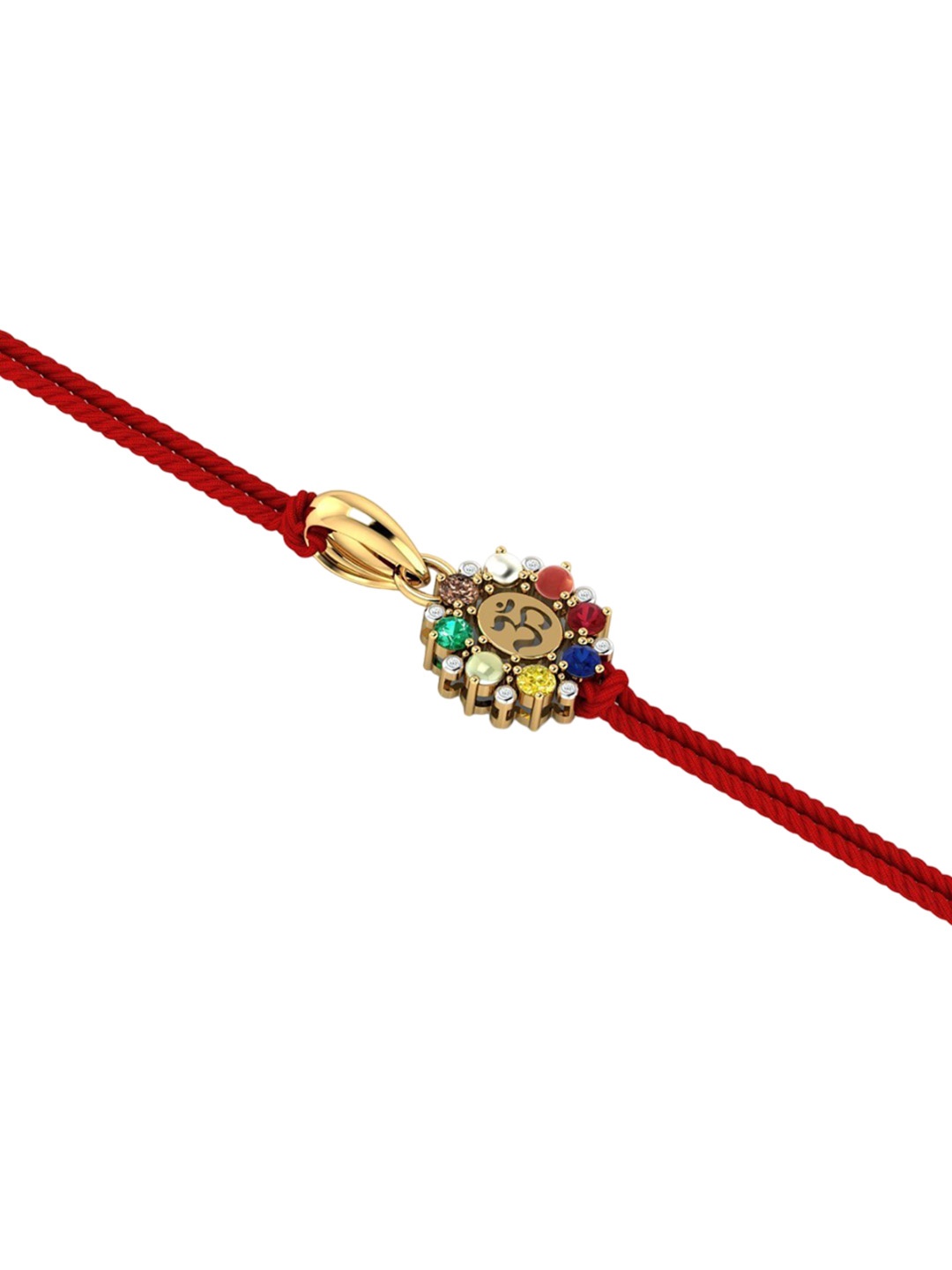 

KUBERBOX Men 14KT Gold Navratna Om Rakhi Gold 3.03 Gm