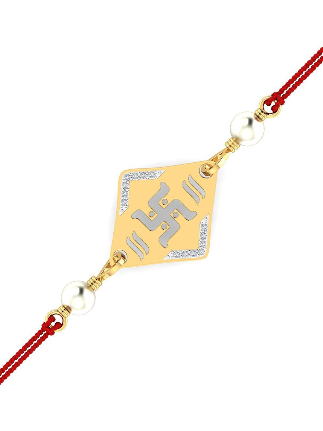 

KUBERBOX Men 14KT Gold Lil Tusker Rakhi Pendant With Roli & Rice -0.84g