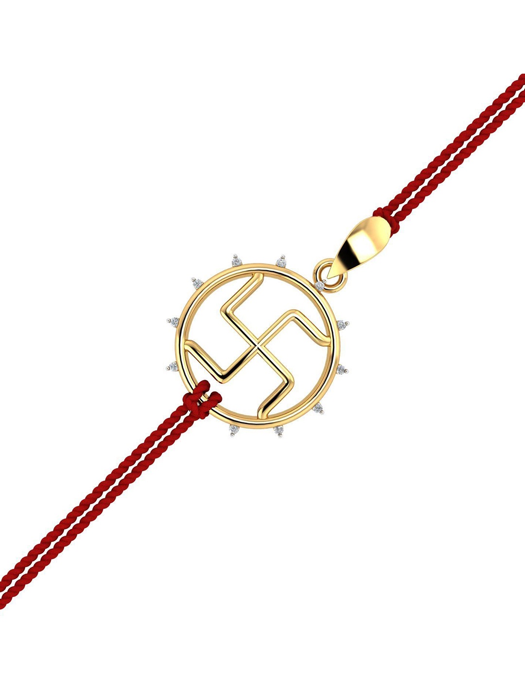 

KUBERBOX Men14KT Gold Swastika Rakhi Pendant With Roli & Rice -1.14 Gm