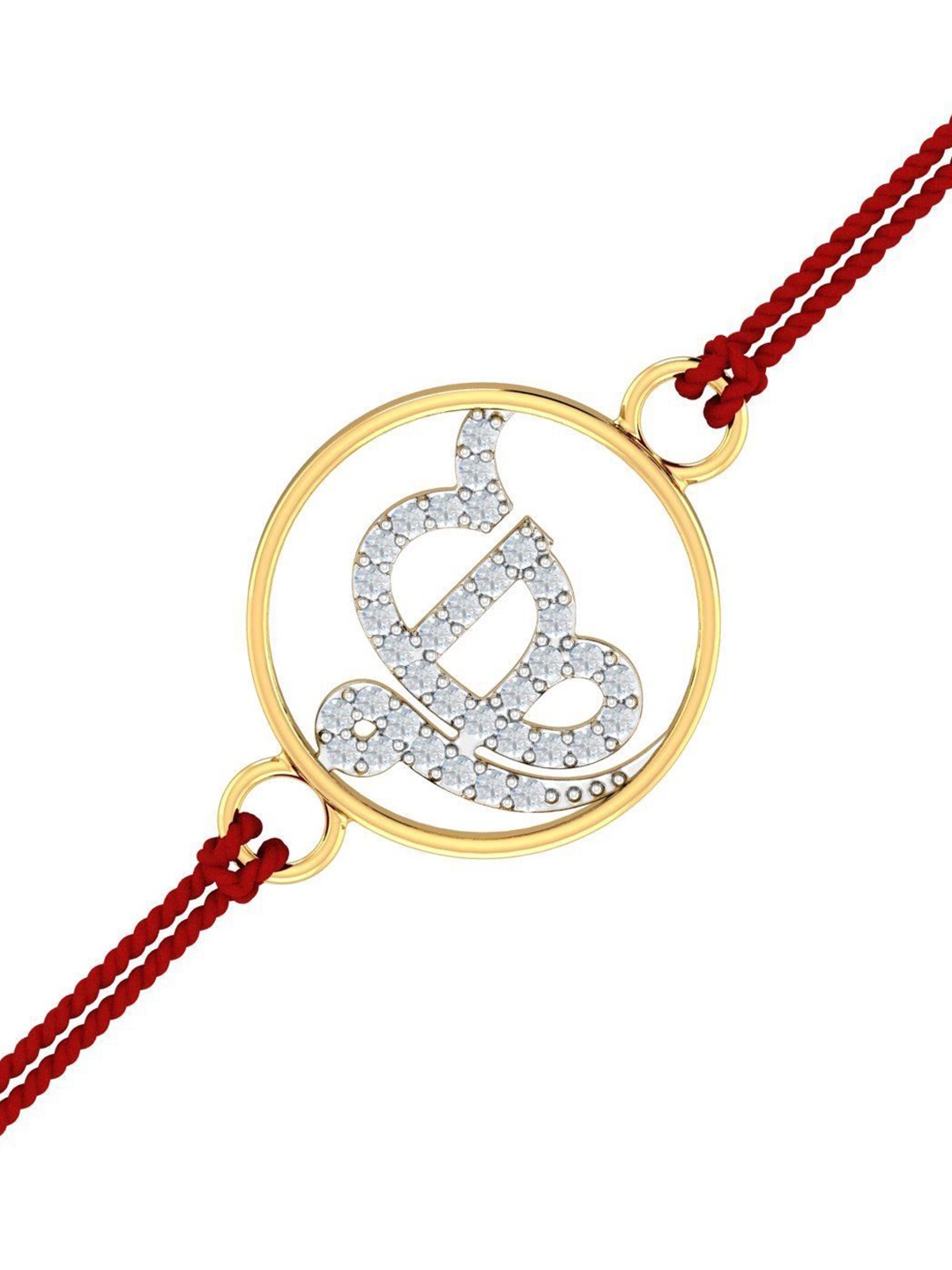 

KUBERBOX Men 14KT Gold Ik Onkar Diamond Studded Rakhi Gold 0.56 Gm