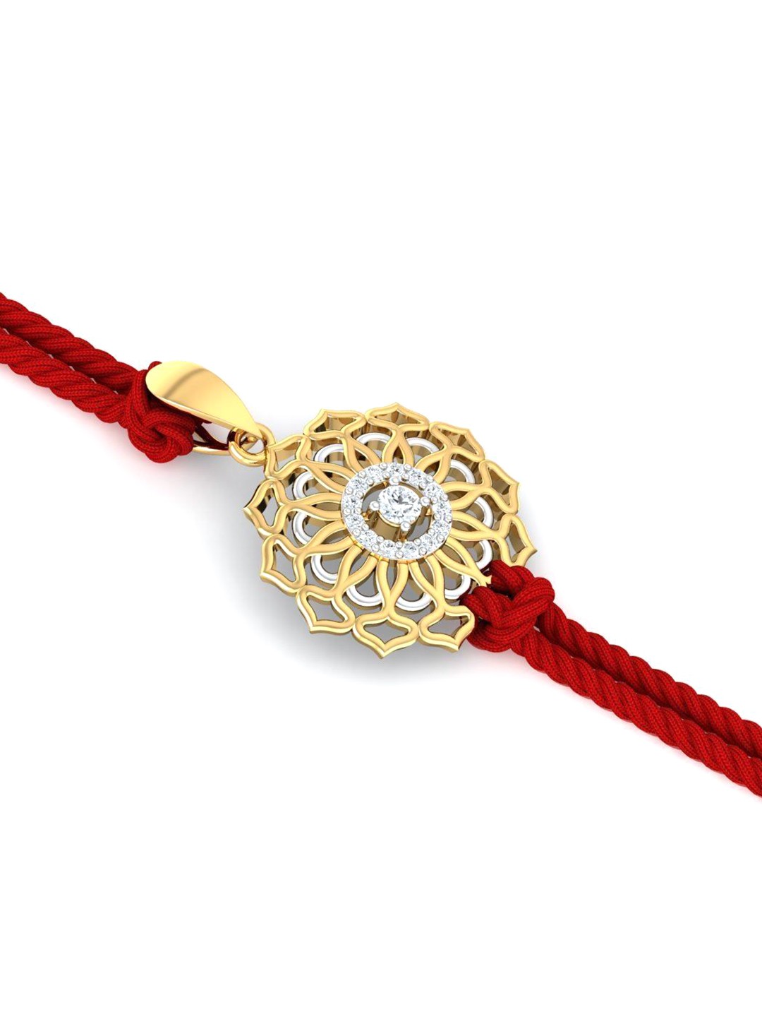 

KUBERBOX Men 14KT Gold Diamond Studded Rakhi Pendant 1.43g Gold 0.1carats Diamond