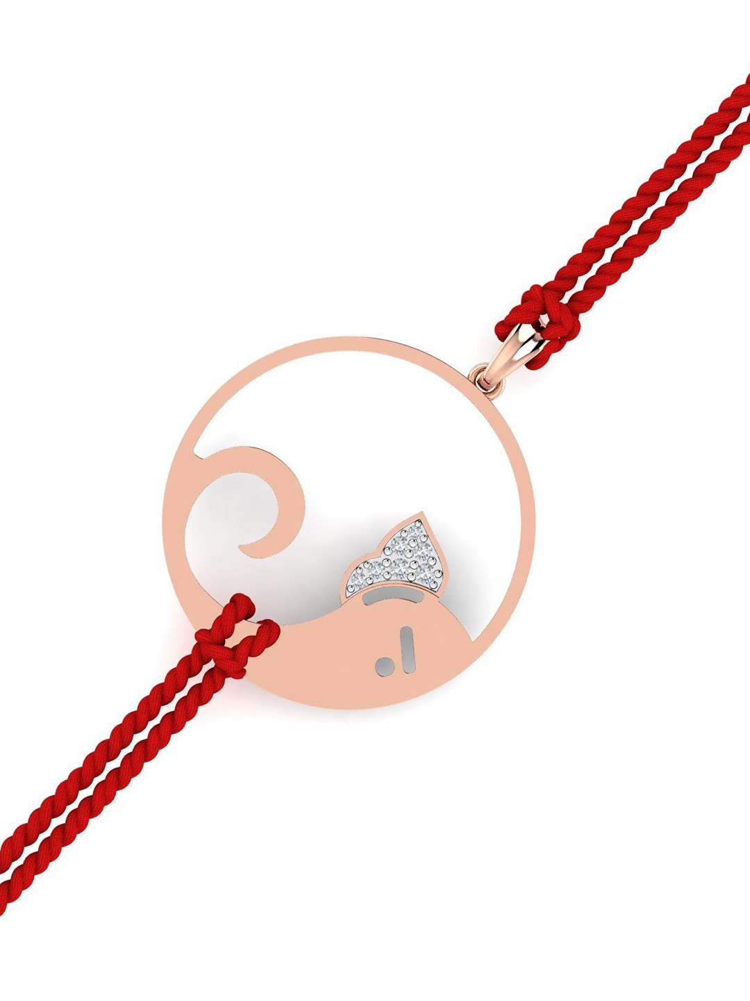 

KUBERBOX Men 14KT Rose Gold Ganesha Diamond Studded Rakhi Gold 1.8 Gm