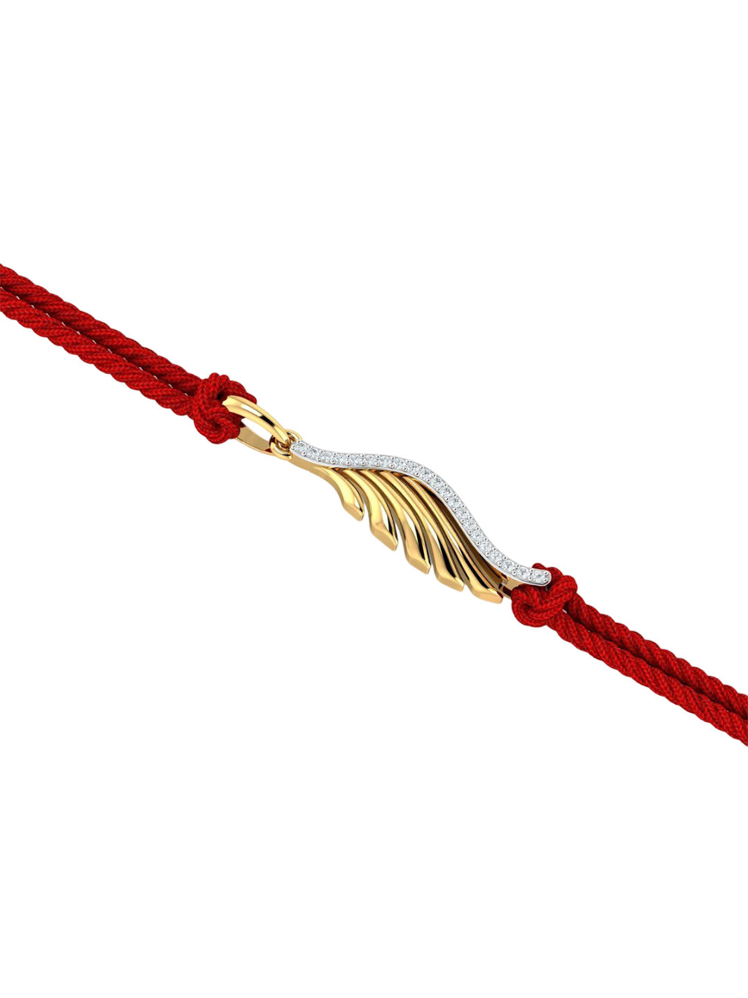 

KUBERBOX Men 14KT Diamond Studded Gold Angel's Wing Rakhi Pendant With Roli & Rice -1.49g