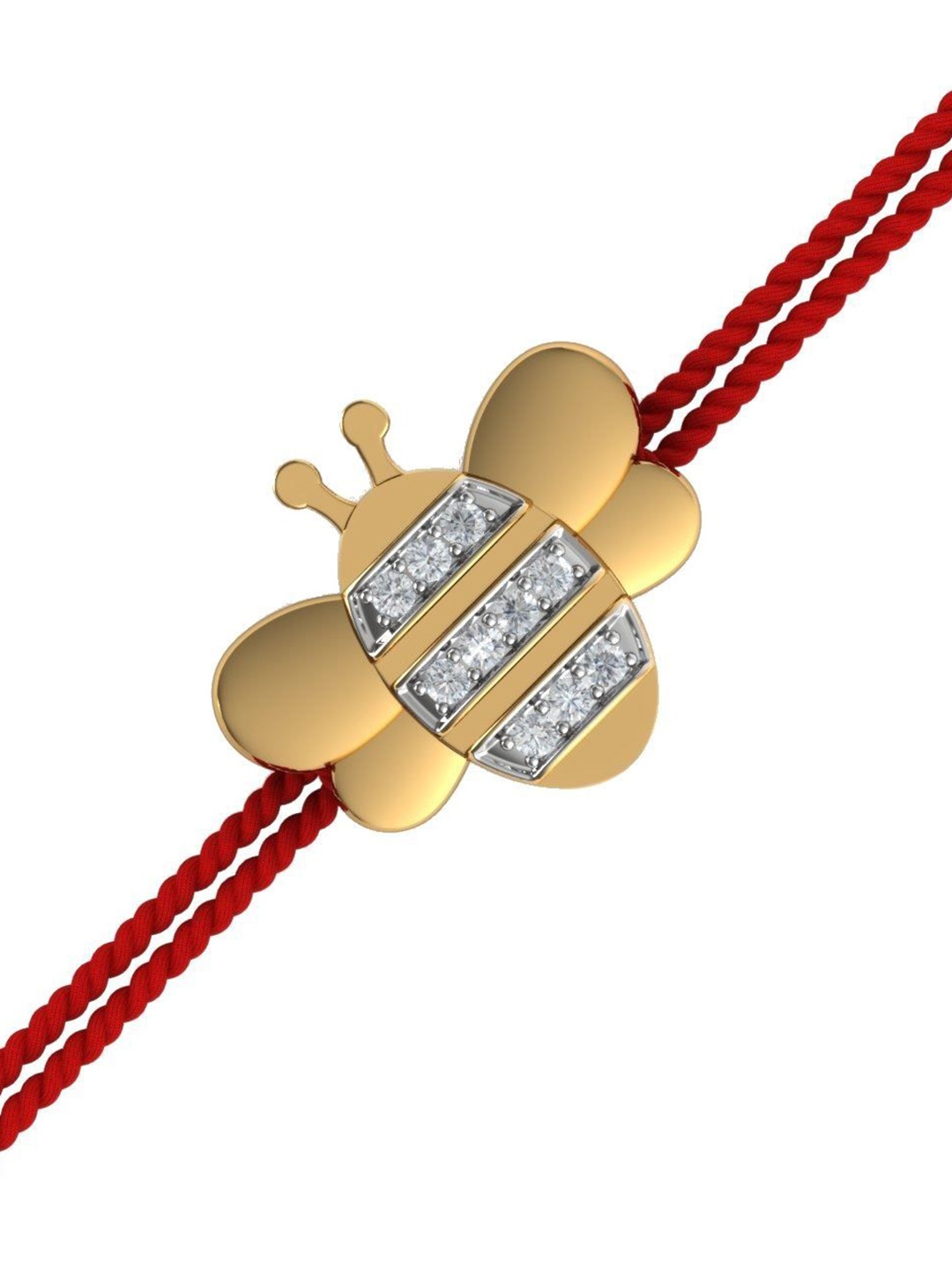 

KUBERBOX 14KT Diamond Studded Gold Bee Rakhi Pendant With Roli & Rice -1.49g