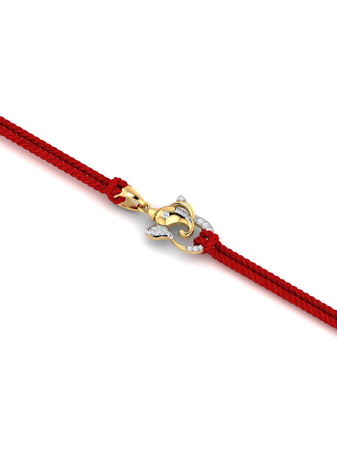 

KUBERBOX 14KT Diamond Studded Gold Vikata Rakhi Pendant With Roli & Rice -1.2 g
