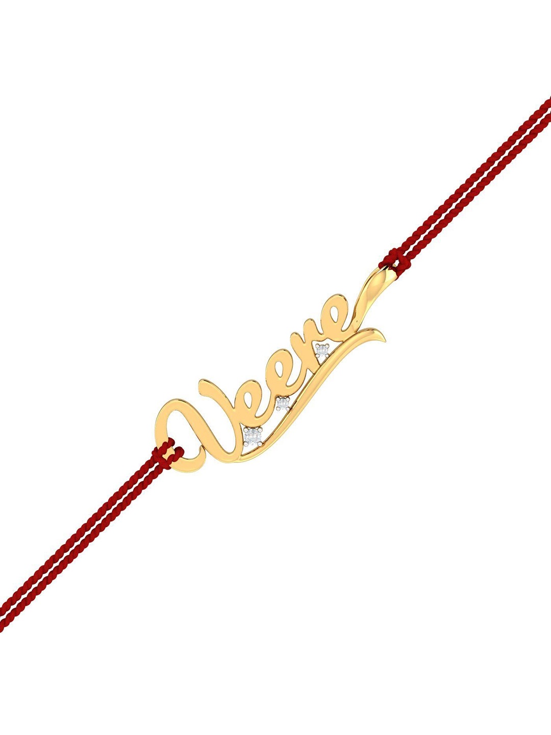 

KUBERBOX Men 14KT Diamond Studded Gold Veere Rakhi Pendant With Roli & Rice -0.8 g