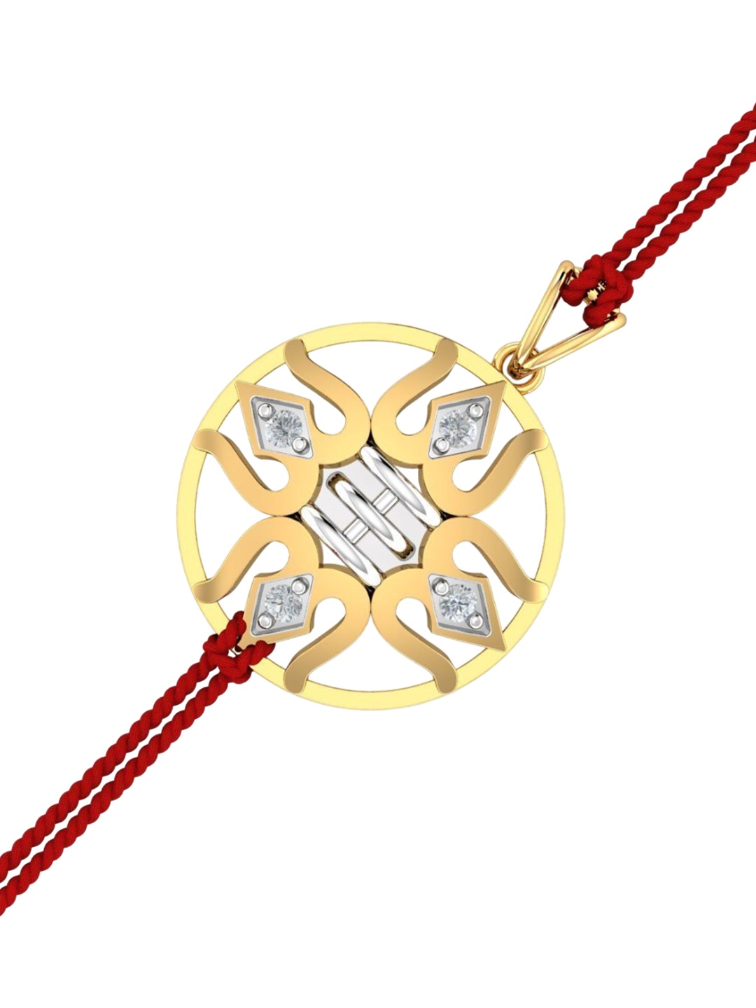 

KUBERBOX Men14KT Gold Trishula Rakhi Pendant With Roli & Rice -0.14g