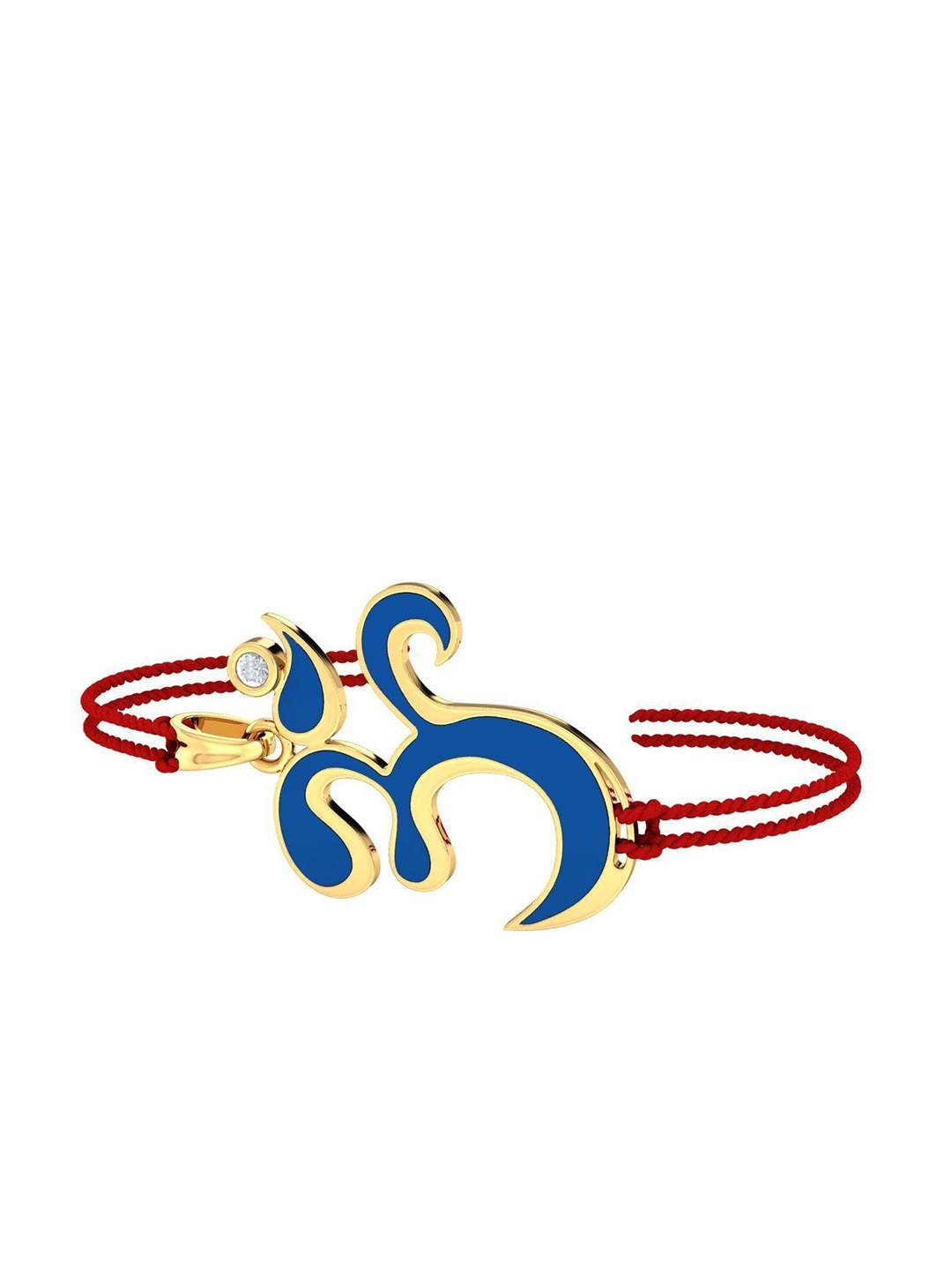 

KUBERBOX 14KT Diamond Studded Gold Om Rakhi Pendant -2.26g