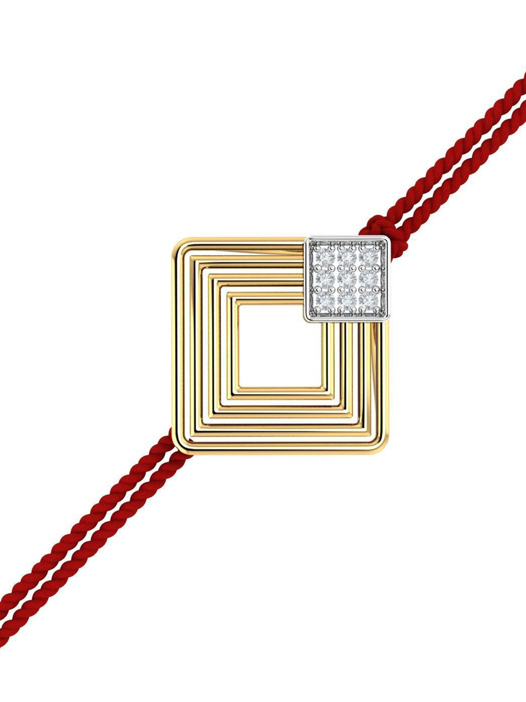 

KUBERBOX 14KT Diamond Studded Gold Halo Circle Rakhi Pendant With Roli & Rice -0.04g
