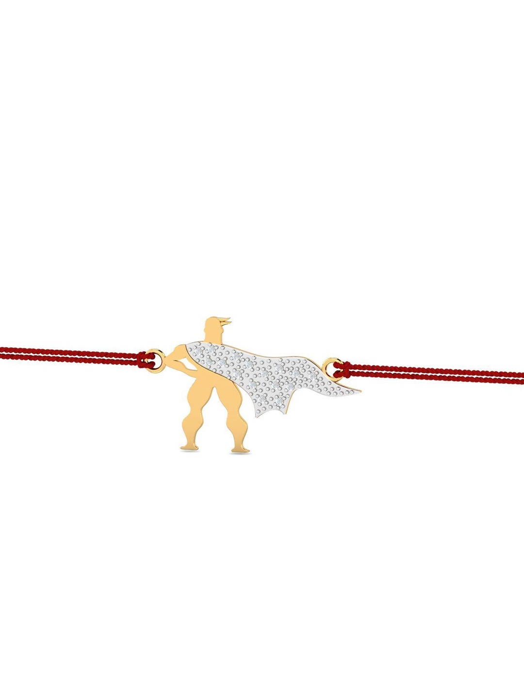 

KUBERBOX 14KT Diamond Studded Gold Superhero Rakhi Pendant With Roli & Rice -0.12g