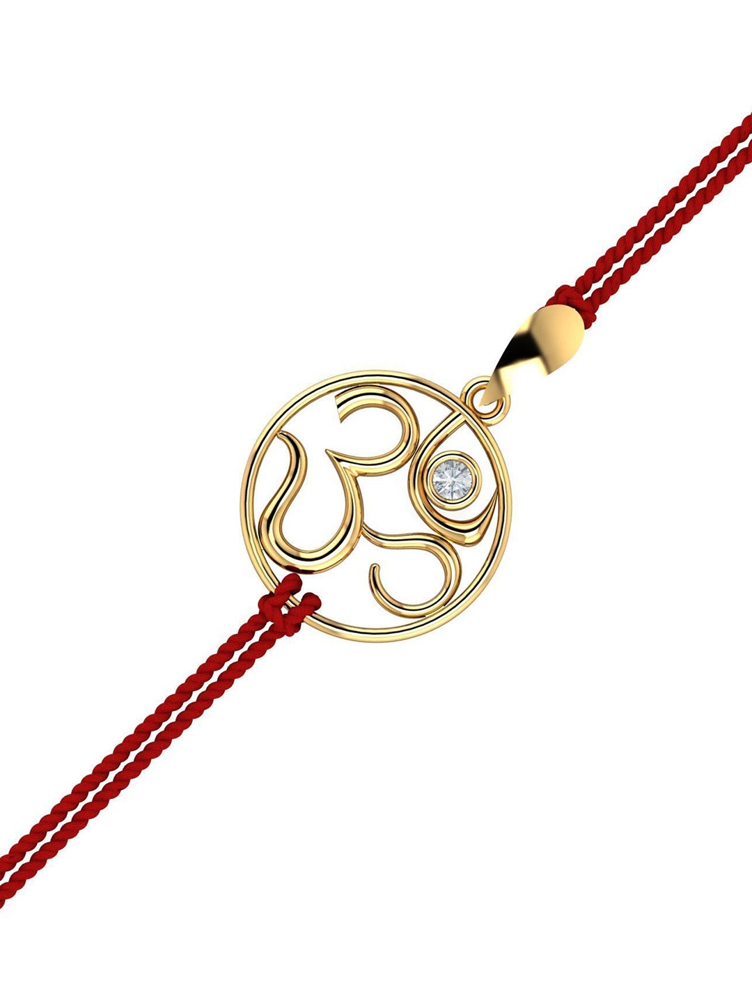 

KUBERBOX 14KT Gold Diamond Studded Om Rakhi Pendant 1.05g Gold 0.04carats Diamond