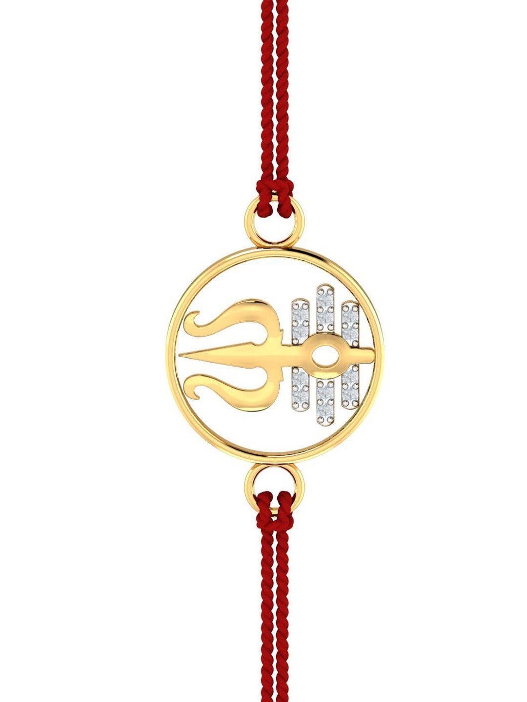 

KUBERBOX 14KT Diamond Studded Gold Halo Circle Rakhi Pendant With Roli & Rice -0.04g